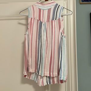 Stripy reversible linen feel Anthropologie blouse